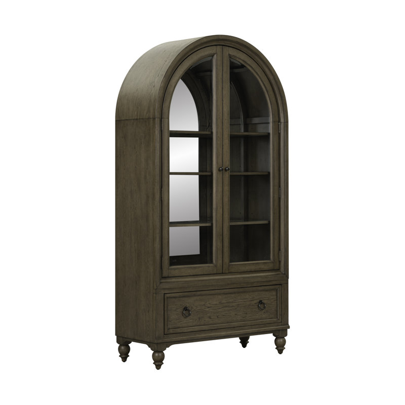 Arched Display Cabinet w/ Adjustable Shelves & LED Lighting