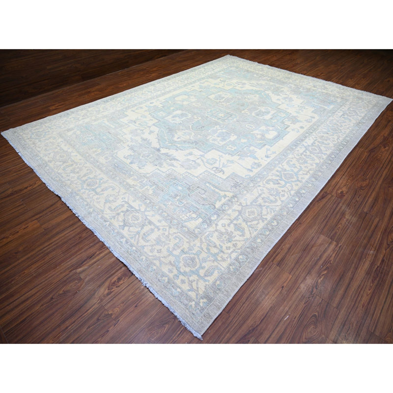 Tapis gris en laine noué à la main 9 pi 9 po x 13 pi 5 po Peshawar 53906C808CBB438286519BF72AFF38EB