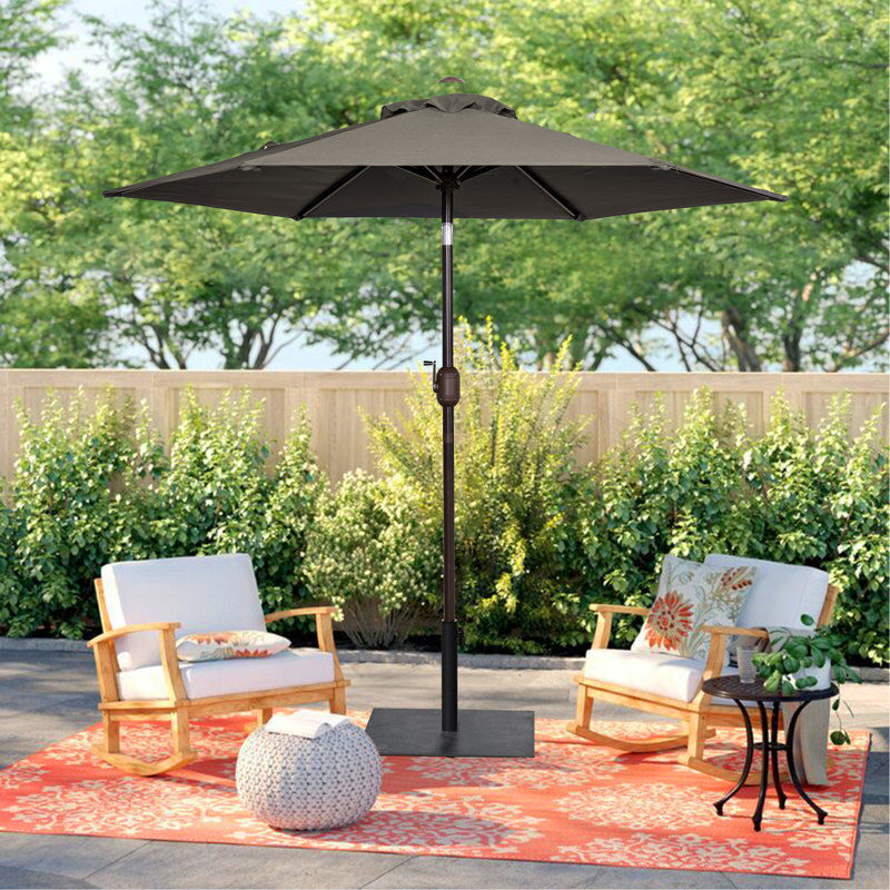 Parasol de marché 86,4 po avec base Prithvi, Gris