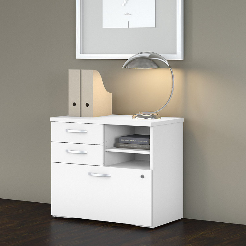 Armoire de rangement avec tiroirs et tablettes Bush C, Blanc