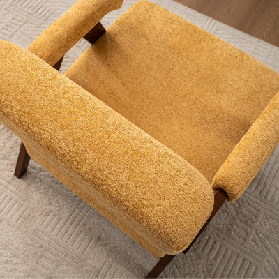 Mid Century Upholstered Arm Accent Chair with Solid Wood Legs