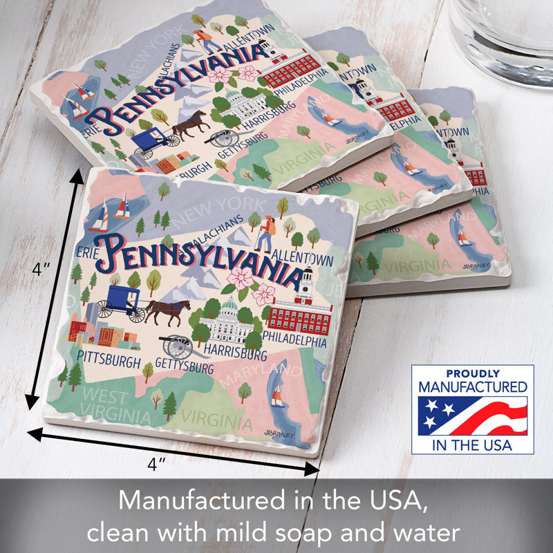 Ensemble de sous-verres 4 pièces Thirlystone Pennsylvania