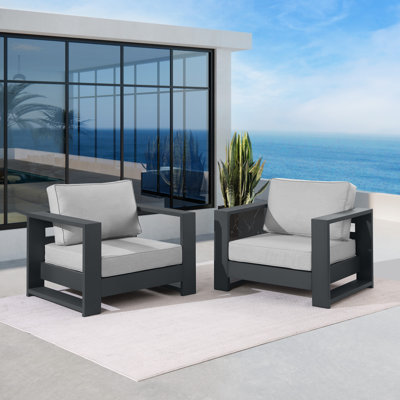 Ensemble de fauteuils d'extérieur en aluminium 37,40 po Hoyt (ensemble de 2)