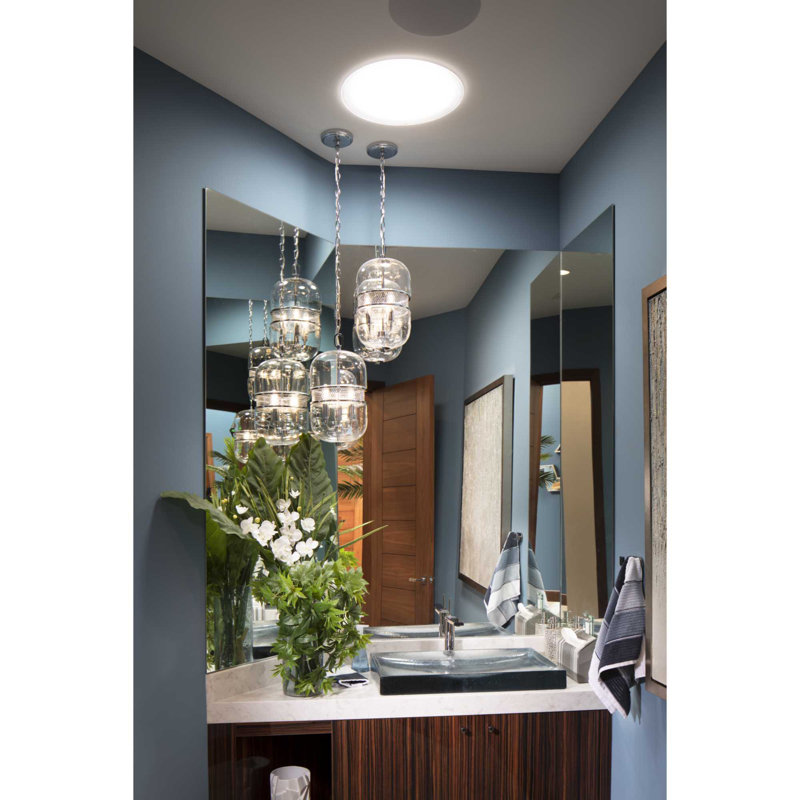 Luminaire suspendu unique / remarquable à 3 lumières Amalgre, Chrome poli