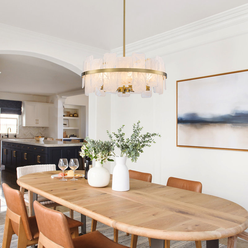 Cloud Glass Pendant Light - 5-Light Cluster, 20.5'' Diameter, Adjustable 16''-71'', Gold Frame with 90° Swivel