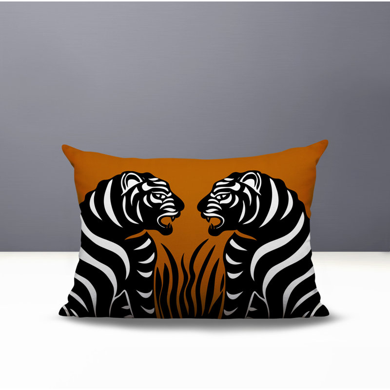 Oreiller rectangulaire réversible intérieur / extérieur Pulo Tiger, Orange, H 25 po x l 18 po
