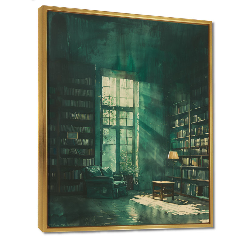 Nugent - Bibliothèques, art mural, H 30 po x l 40 po, Cadre flottant doré