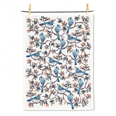 Blue Jays & Berries Kitchen Tea Towel