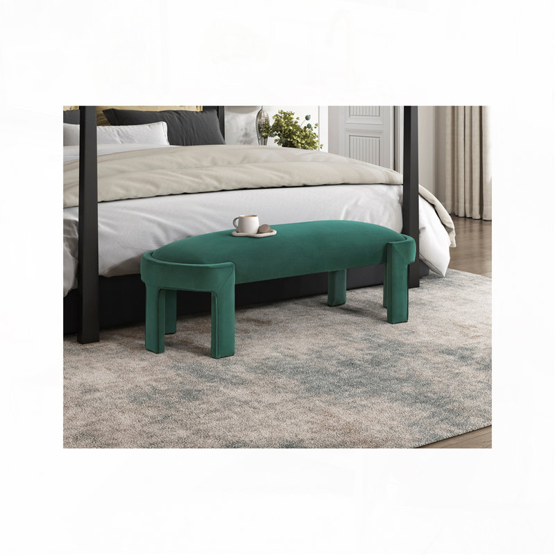 Banc rembourré en velours, Vert
