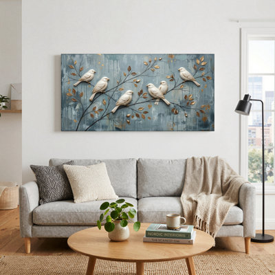 Birds Branch Canvas Wall Art Oil Painting Print Set Of 1
