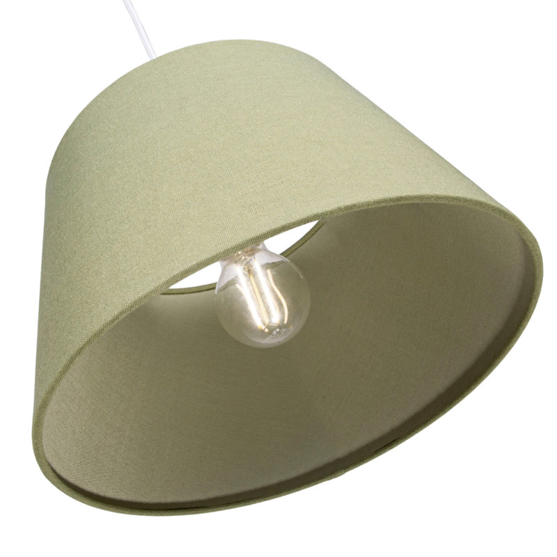 Traditional Linen Fabric Drum Shade for Pendant & Lampshade, Olive, 19cm H x 30cm W x 30cm D