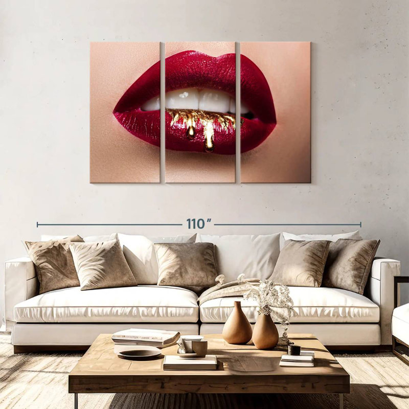 Shuttleworth Red Gold Drip Lips, 48" H x 74" W