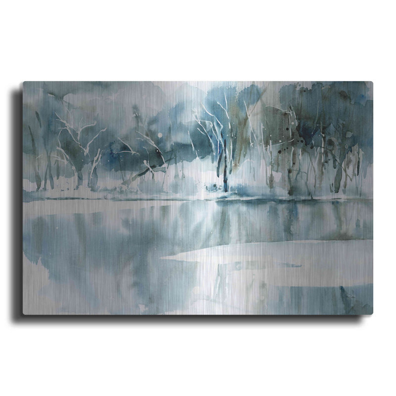 «Blue Reflections» par Katrina Pete - peinture sans cadre, H 16 po x l 24 po x P 0,13 po