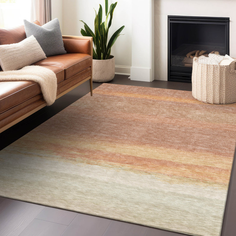 Tapis saumon intérieur / extérieur lavable à la machine Christn ACN1274, Rectangle 9 pi x 12 pi