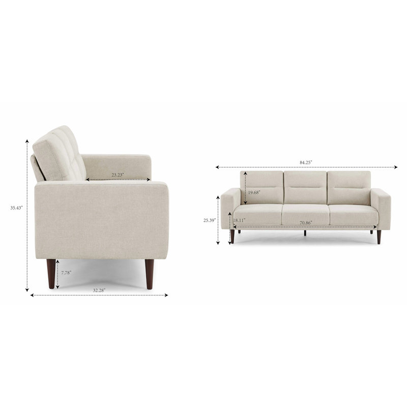 Heros 214.1Cm Square Arms Sofa, Beige