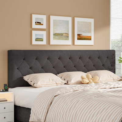 Modern Upholstered Headboard with Diamond Stitching