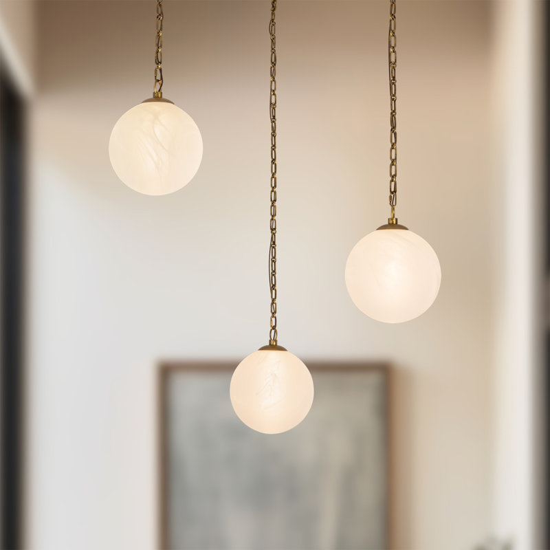 Petra 3 Light Black dimmable LED Chandelier, Antique Brass, 12-in