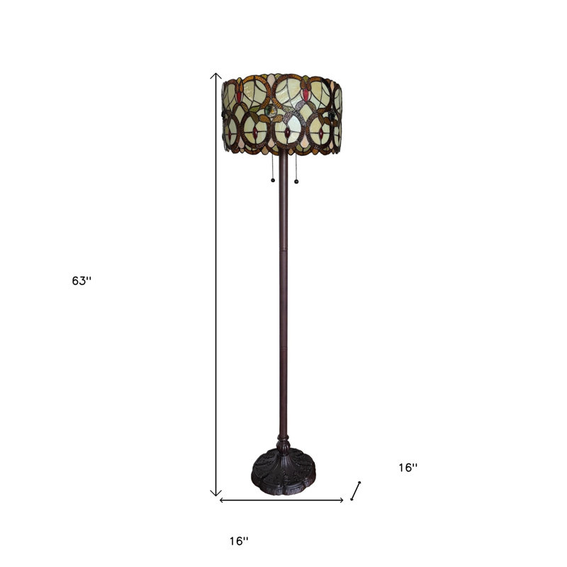 Amarette 63'' Brown Torchiere Floor Lamp