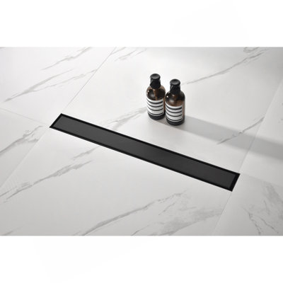 24 Inches Linear Shower Drain With Removable Cover, 304 Stainless Shower Drain  Included Hair Strainer And Leveling Feet