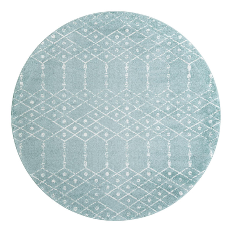 Sierra Geometric Aqua Area Rug, Round 4'1", Aqua
