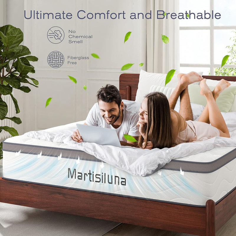 Hinkel Medium Hybrid Mattress with Wrapped Innersprings and Memory Foam Mattress in a Box, Queen, 10"
