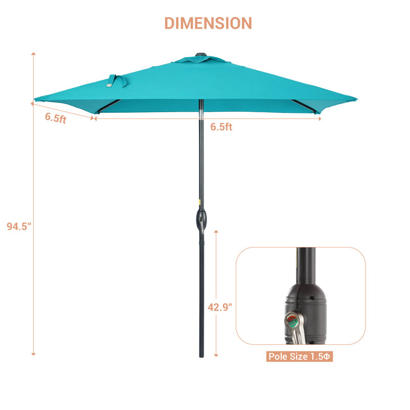 Parasol de marché carré Rinesh, Bleu lac