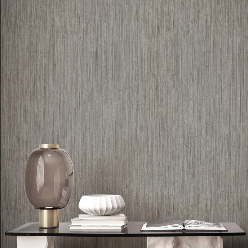 Ornamenta Collection Stripe Texture Wallpaper Roll, Silver