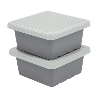 ECR4Kids Stackable Square Bins with Non-Snap Lids, Multipurpose Organization, 2-Pack