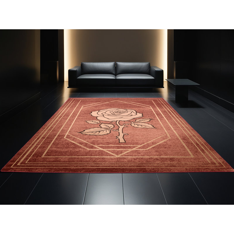 Tapis rose moderne et contemporain lavable à la machine Highbridge Valentines, 3 x 5