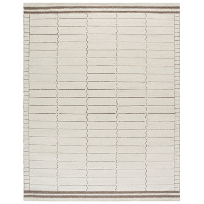 Metro Hand Tufted Wool Cotton Geometric Rug in Ivory/Brown