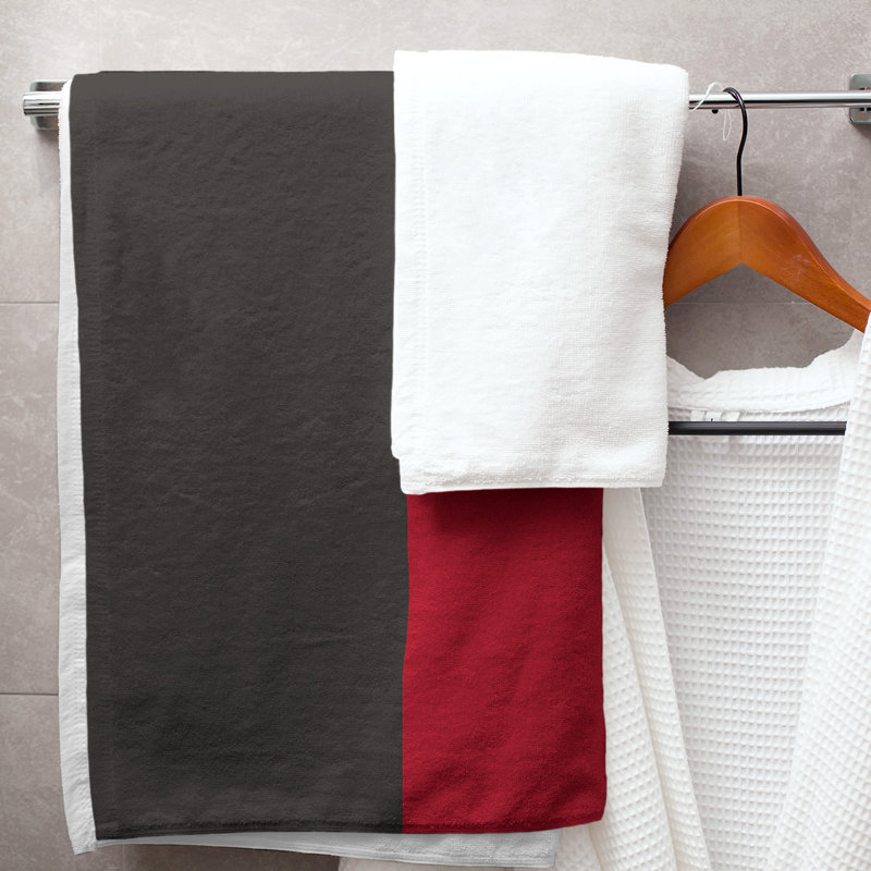 Ottawa Lightweight Bath Towel, Black/Red/Black, Poly/Cotton