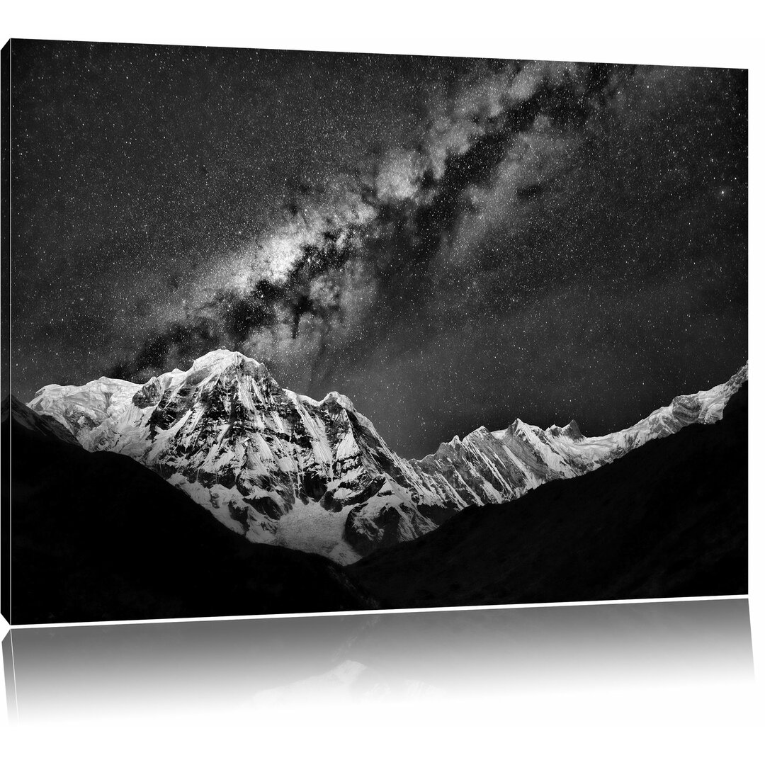 Leinwandbild Annapurna bei Nacht in Monochrom