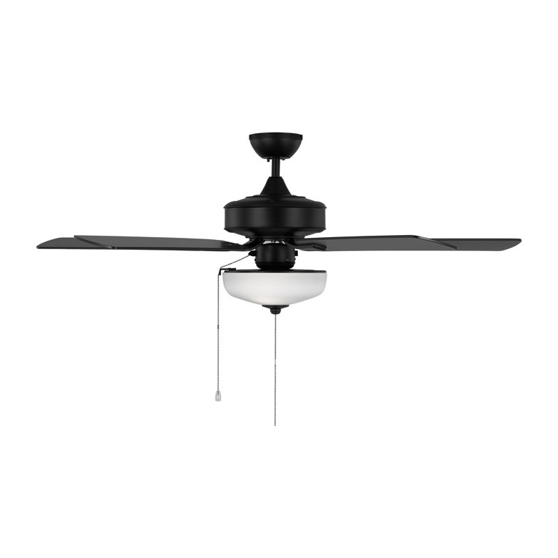52'' Ceiling Fan with LED Lights, Midnight Black, Midnight Black/American Walnut