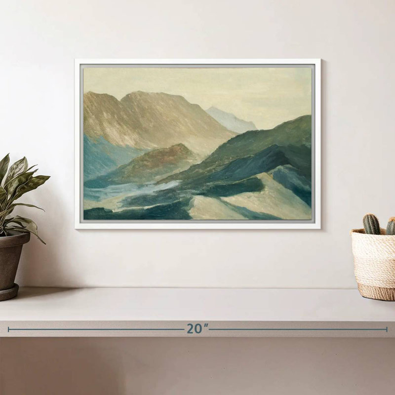 Silhouette de montagne, Cadre flottant blanc, 13 po x 9 po