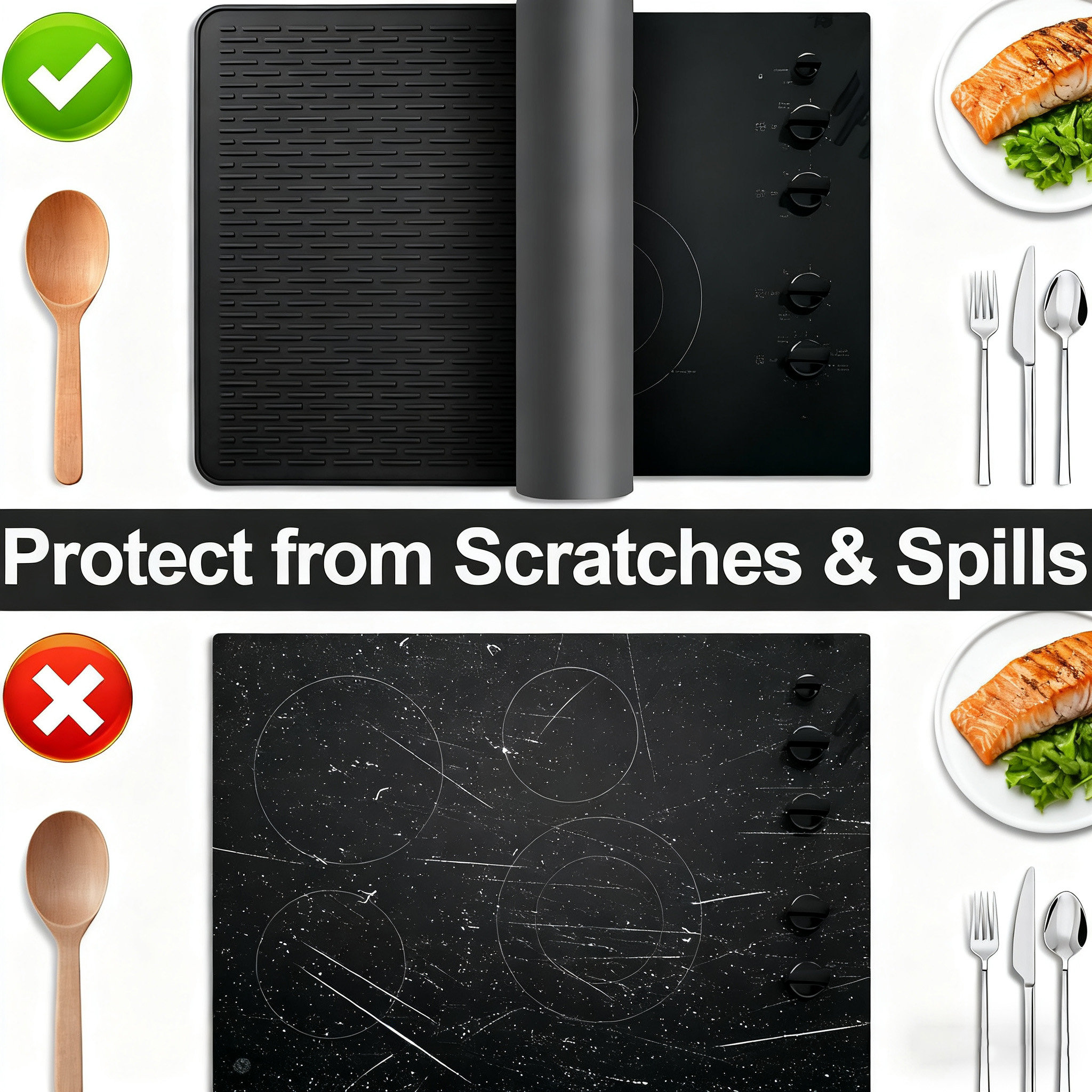 Prep & Savour 3-in-1 Silicone Stove Cover & Drying Mat, 28