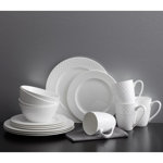 Mikasa Trellis 16-Piece Lightweight Chip-Resistant Bone China Dinnerware Set, Service for 4