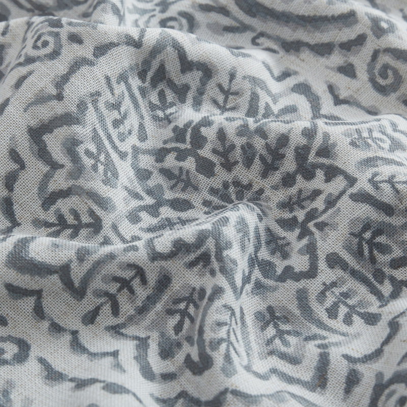 Rilley Medallion Print Polyester Blackout Curtain Panel, Gray, 52" W x 84" L