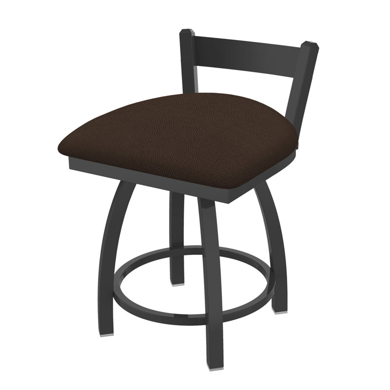 Tabouret de coiffeuse à dossier bas 18 po Catalina, Vinyle - Rouge galop, Étain