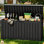Coffre de terrasse en résine résistant à l'eau 95 gallons, coffre de rangement extérieur en résine résistant aux intempéries, grande capacité verrouillable, banc de rangement extérieur polyvalent