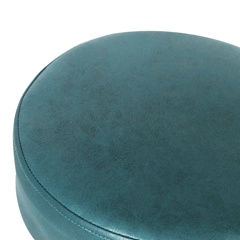Tabouret haut rond rembourré, ensemble de 2, Bleu sarcelle foncé
