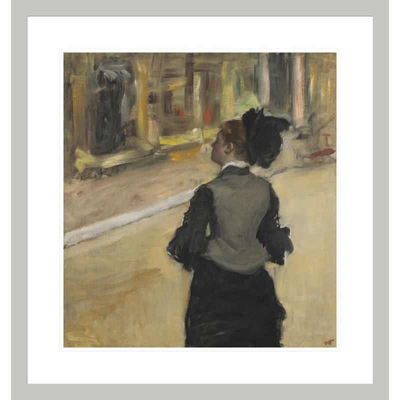 Femme vue de dos (visite d'un musée) par Edgar Degas, impression giclée encadrée, H 24,84 po x l 23,5 po