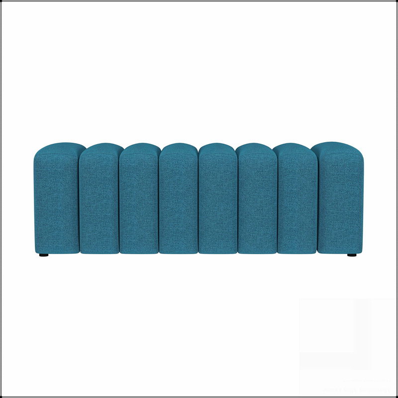 Banc d'appoint rembourré en tissu, Bleu paon