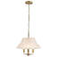 15 Inch 3-Light Modern Glass Chandelier With Water Ripple Glass Shade, Rustic Farmhouse Round Drum Pendant For Kitchen Island