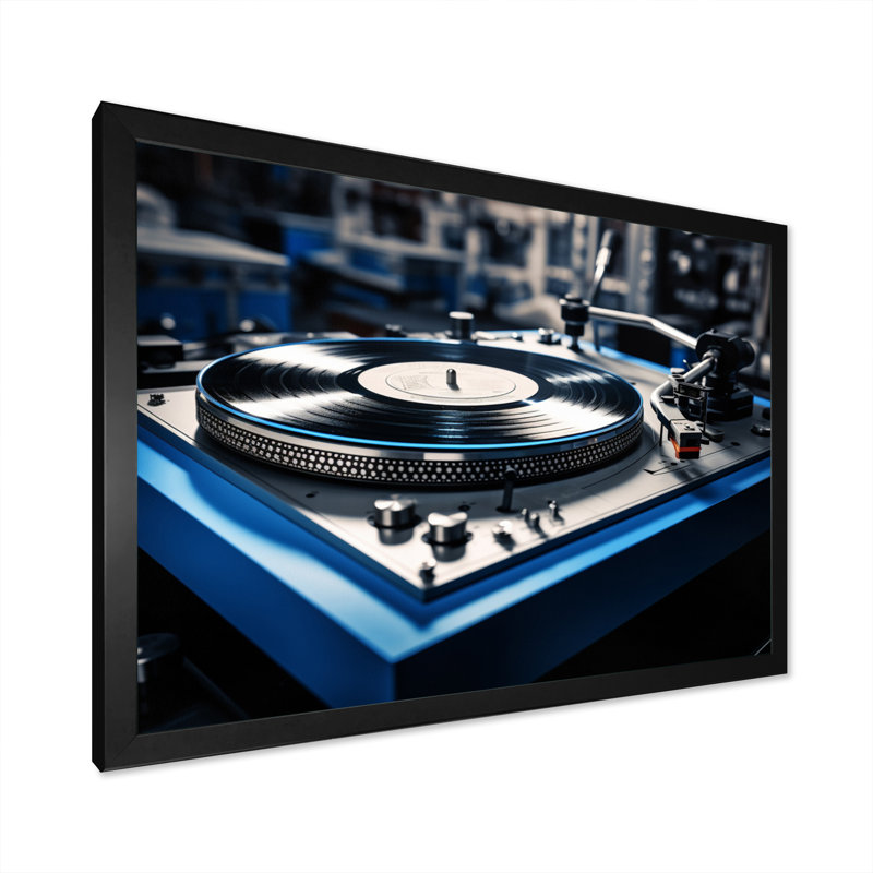 Disques vinyles nostalgie sur toile, H 30 po x l 40 po x P 1,5 po, Cadre simple noir