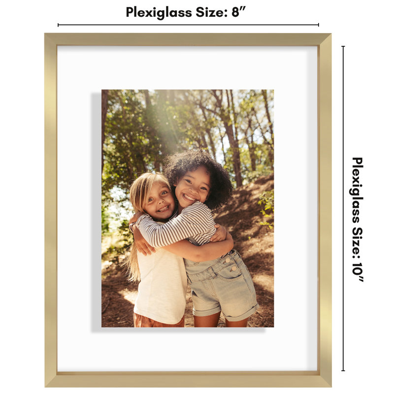 Wakas Sleek Aluminum Floating Picture Frame, 8" x 10", Gold