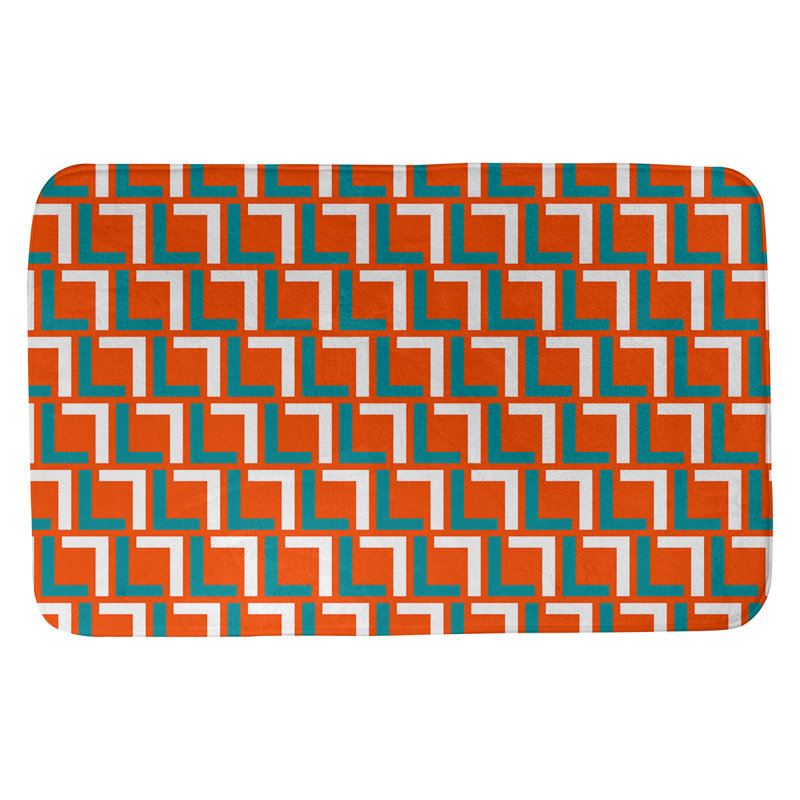 Tapis pour salle de bain Baltimore, l 17 po x L 24 po, Orange/Aqua/White