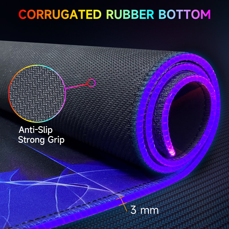 Gaming Mouse Pad With Rgb Light, Black Pattern