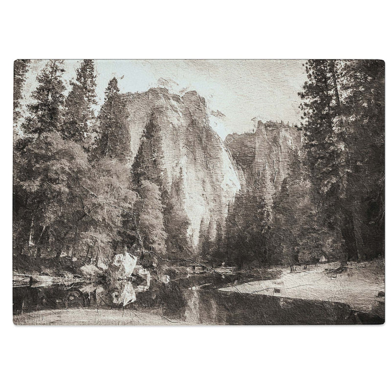 Tempered Glass Cliffs of Yosemite Valley California Chopping Board, 39 cm W x 28.5 cm L