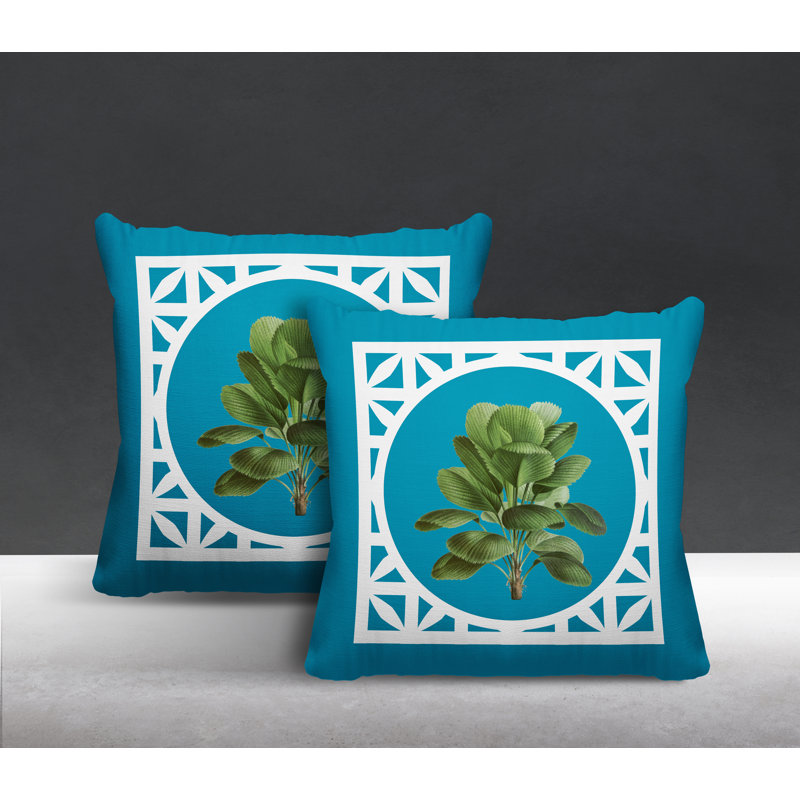 Housse et insert de coussin carré intérieur / extérieur , L 15 po x H 15 po, Turquoise