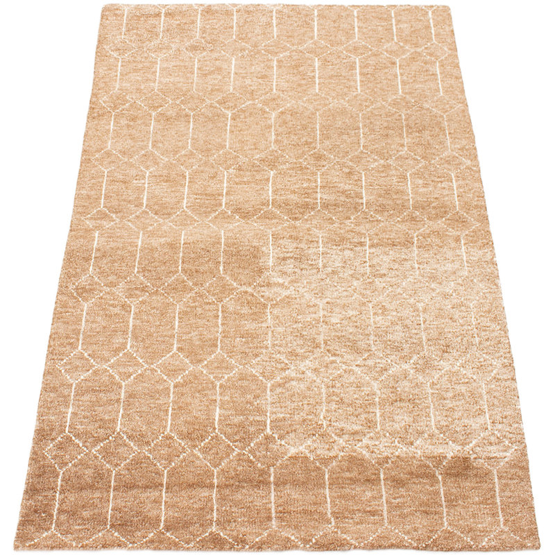 Tapis unique en laine noué à la main brun clair de 4 pi 11 po x 8 pi Fjorda